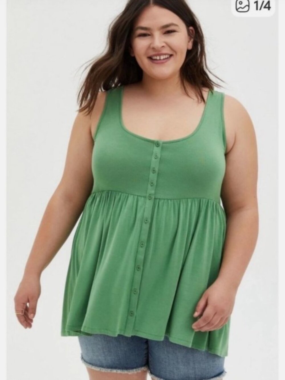 Torrid Green Tunic Tank with Button Detail Size 1